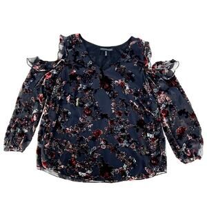 WHBM velvet floral burnout blouse 18W White House Black Market